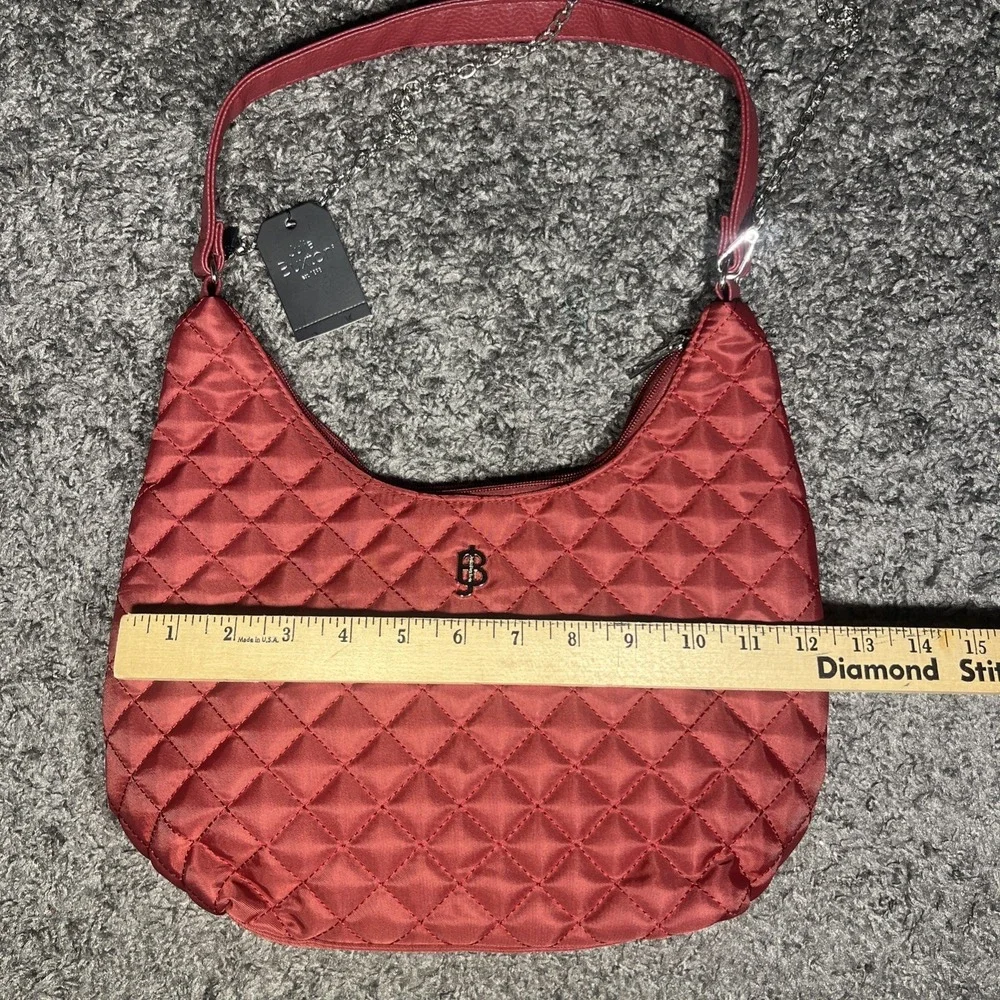 Julia Buxton Quilted Hobo With Chain‎ Strap Oxblood Burgundy Purse